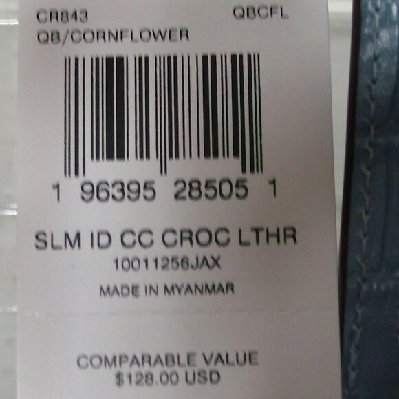 Coach Slim ID Card Case Croc Leather Cornflower New with Tag - Picture 3 of 3